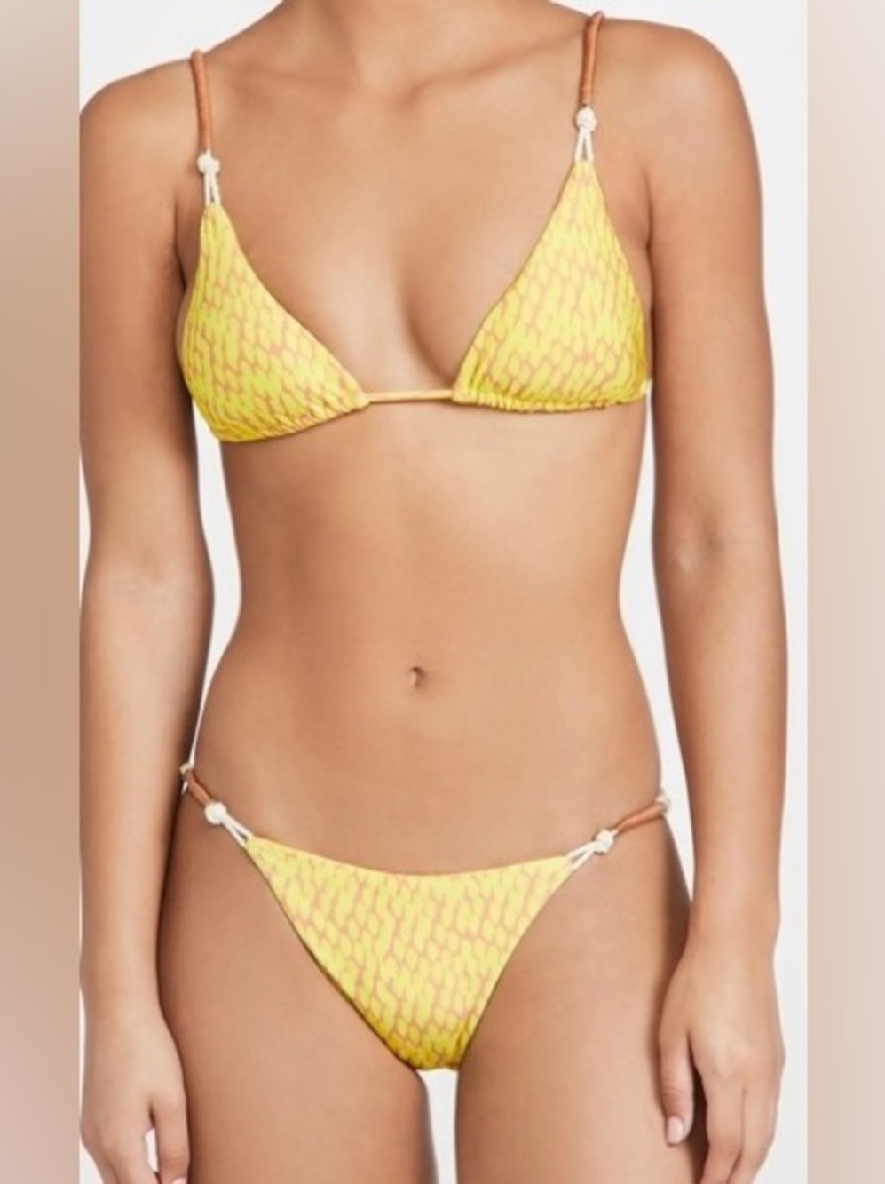ViX Paula Hermanny Mamba Elis Bikini Set Yellow Snake Print Boho Swimwear